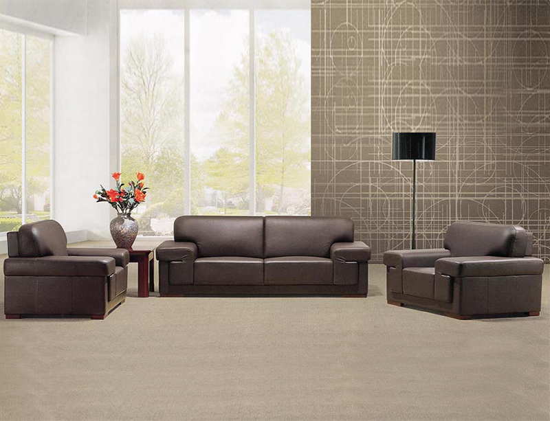 Commercial Office furniture Luxury Leather office waiting sofa images CD-83602
