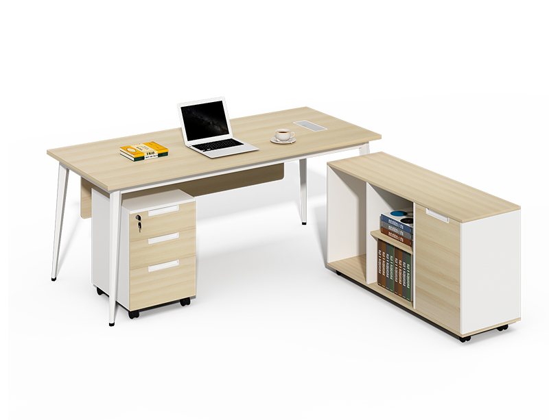 office desk and bookshelf 